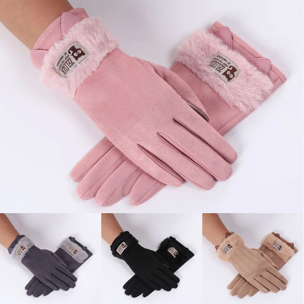 Элегантные женские зимние перчатки с теплым бантом теплые флисовые утепленные