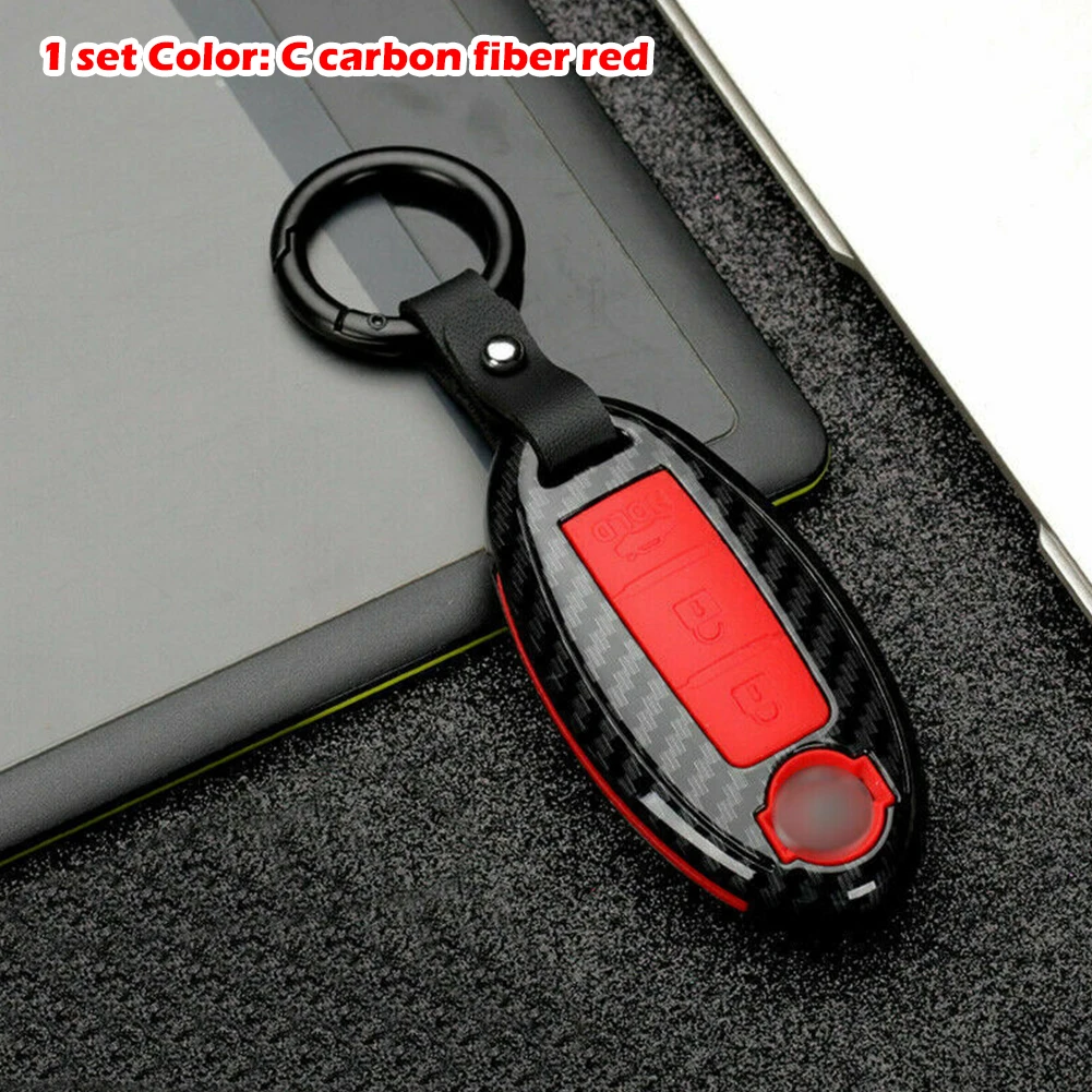 

ABS Carbon Keychains Car Key FOB Cover Case For Infiniti Fitting For Nissan