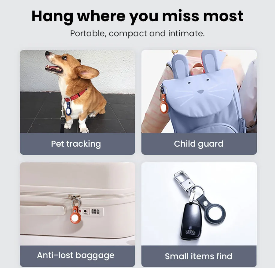 

200pcs For Apple Airtags Luxury Leather Protector Case For Airtag Locator Tracker Case Anti-lost Device Keychain Protective hot