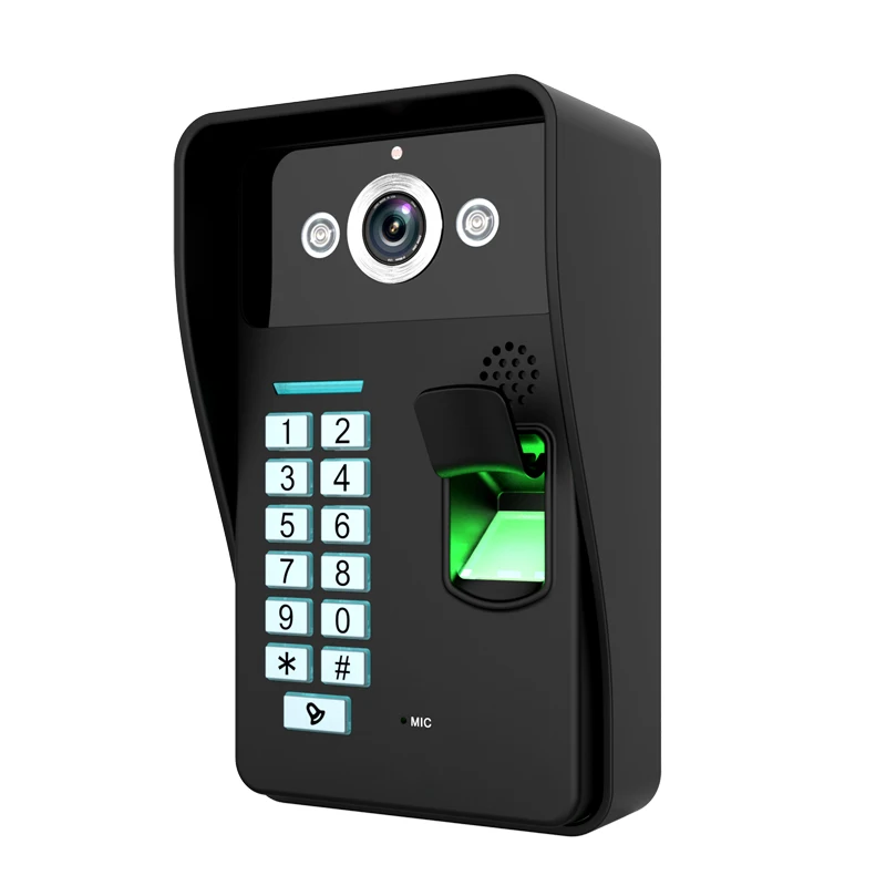 touch key 7 fingerprint rfid video door phone intercom system kit no electric strike lock wireless remote control free global shipping