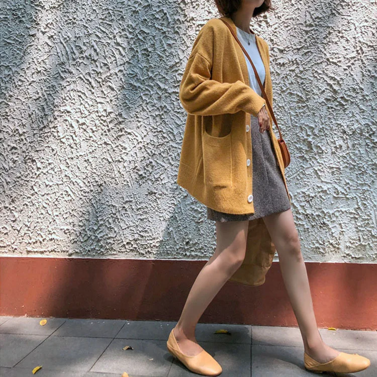 

Knit Cardigan V-neck Women's Holiday Casual Women's Autumn/Winter Knitwear New Loose Slim Sweater Top