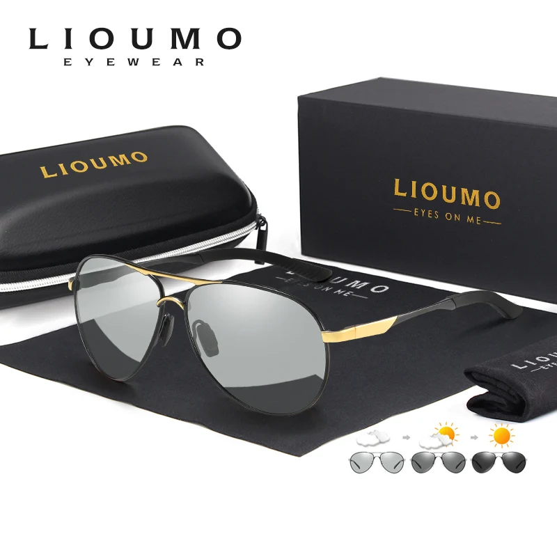 

LIOUMO Fashion Photochromic Sunglasses Men Women Chameleon Polarized Pilot Glasses Anti-glare Driving Goggles UV400 zonnebril
