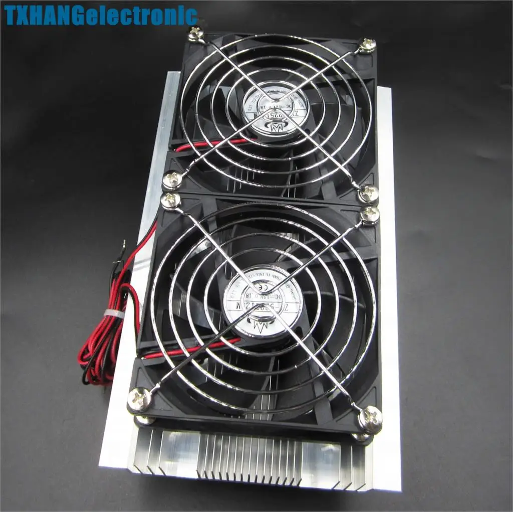 

Thermoelectric Peltier Refrigeration Cooling System Kit Cooler Double Fan DIY