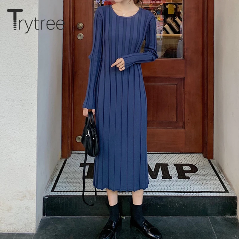 Trytree 2020 осенне-зимний комплект из двух предметов повседневное однотонное вязаное