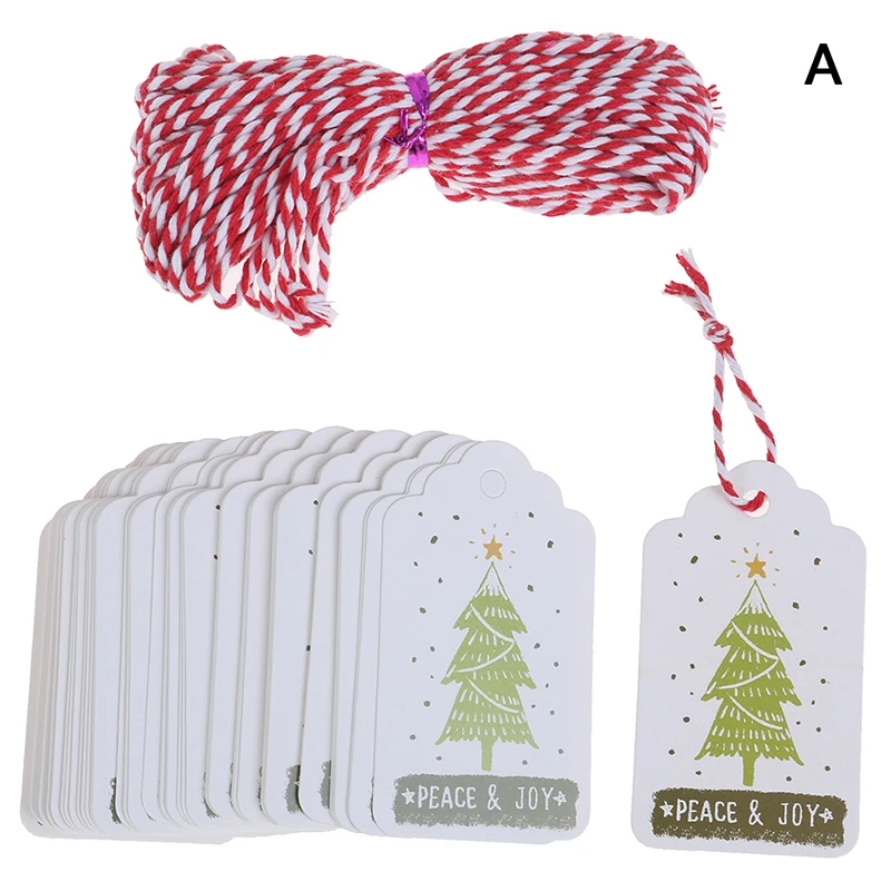 50pcs/lot Kraft Paper DIY Gift tag Labels Hang Tags Small Card with String Party Decor Christmas tree pendant | Дом и сад