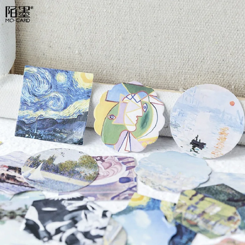 

46pcs Impression Painting Mini Stickers Cute Art Stationery Scrapbook Decoration Card Album Handbook Gift Student Reward Kid Toy