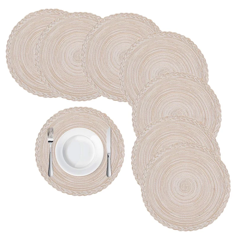 

8 шт., термостойкие плетеные коврики для обеденного стола, 14 дюймов