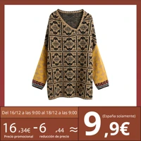 women 2021 za fashion oversized jacquard knit sweater vintage asymmetric neck long sleeve female pullovers chic tops