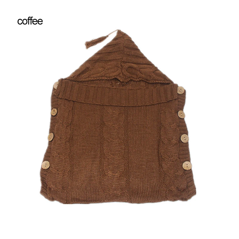coffee Удобный безопасный мягкий новорожденный детский конверт для ребенка Пеленальное Одеяло изделия для детей шерстяное одеяло вязаный спальный мешок - Цвет: coffee