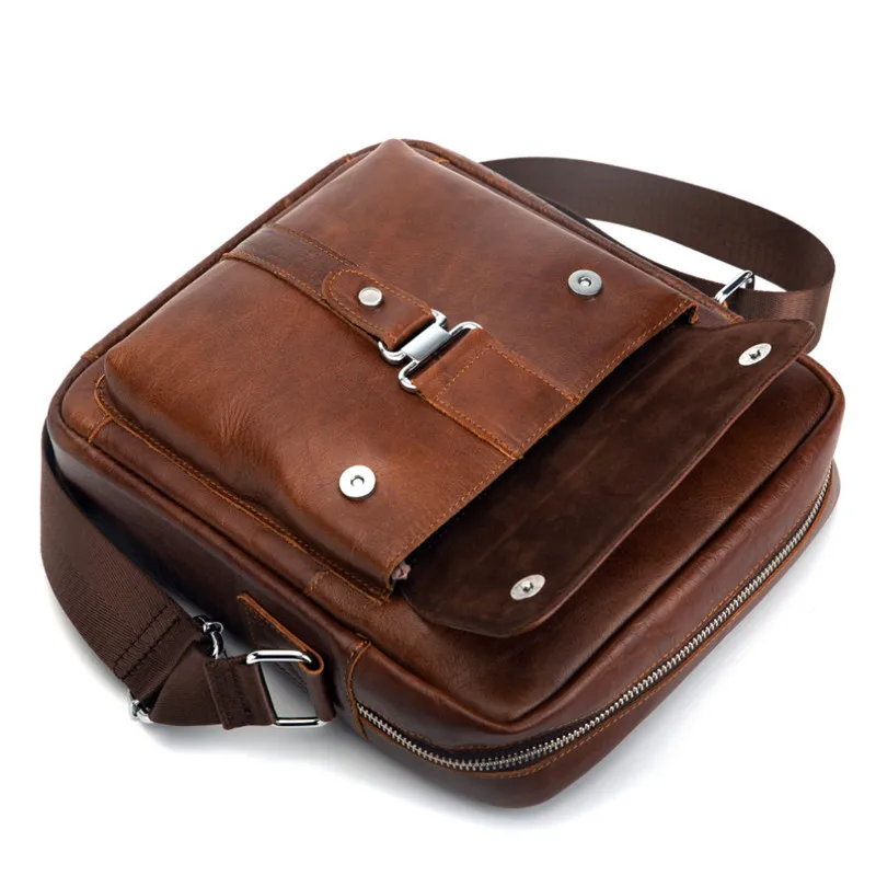 Fashion retro luxury first layer cowhide men's business shoulder bag outdoor daily weekend work youth real leather diagonal bag