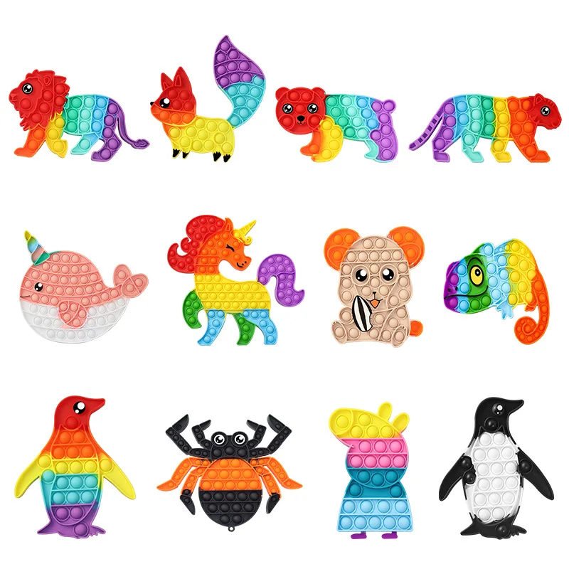 Большая Радужная пузырьковая антистрессовая игрушка-Хамелеон для взрослых и