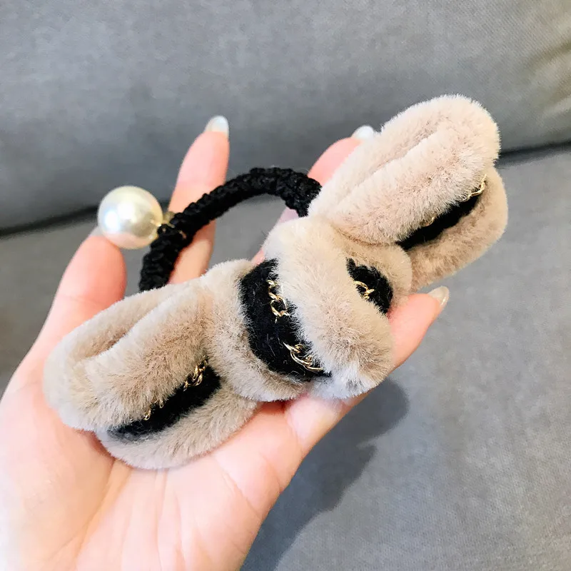 

Korean New Simple Girl Hair Ropes Plush Big Bow Anti-pearl All-match Rubber Band Hair Ties for Ladies Fashion Hair Accessories