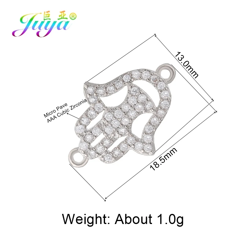 White Gold Juya DIY Браслеты Аксессуары микро проложить циркон золото/серебро Хамса Фатима Шарм Разъемы для Needlwork ювелирных изделий - Цвет: White Gold