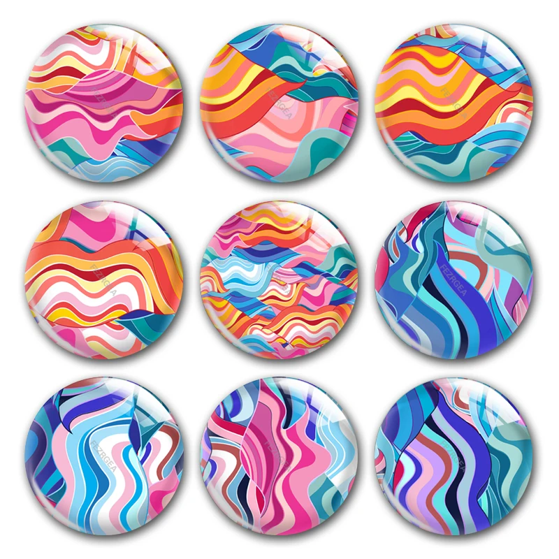Ручная работа Радужный волнистый узор ручная круглые фото стеклянные кабошоны