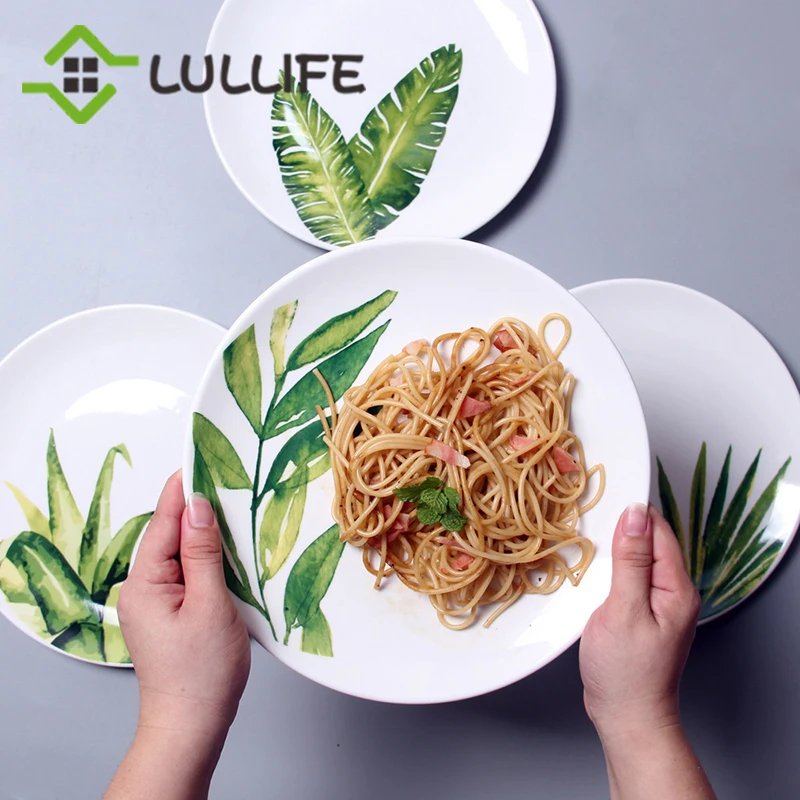 2/4 шт./компл. керамический обеденный набор с листьями растений 6/8/10 дюйма Набор