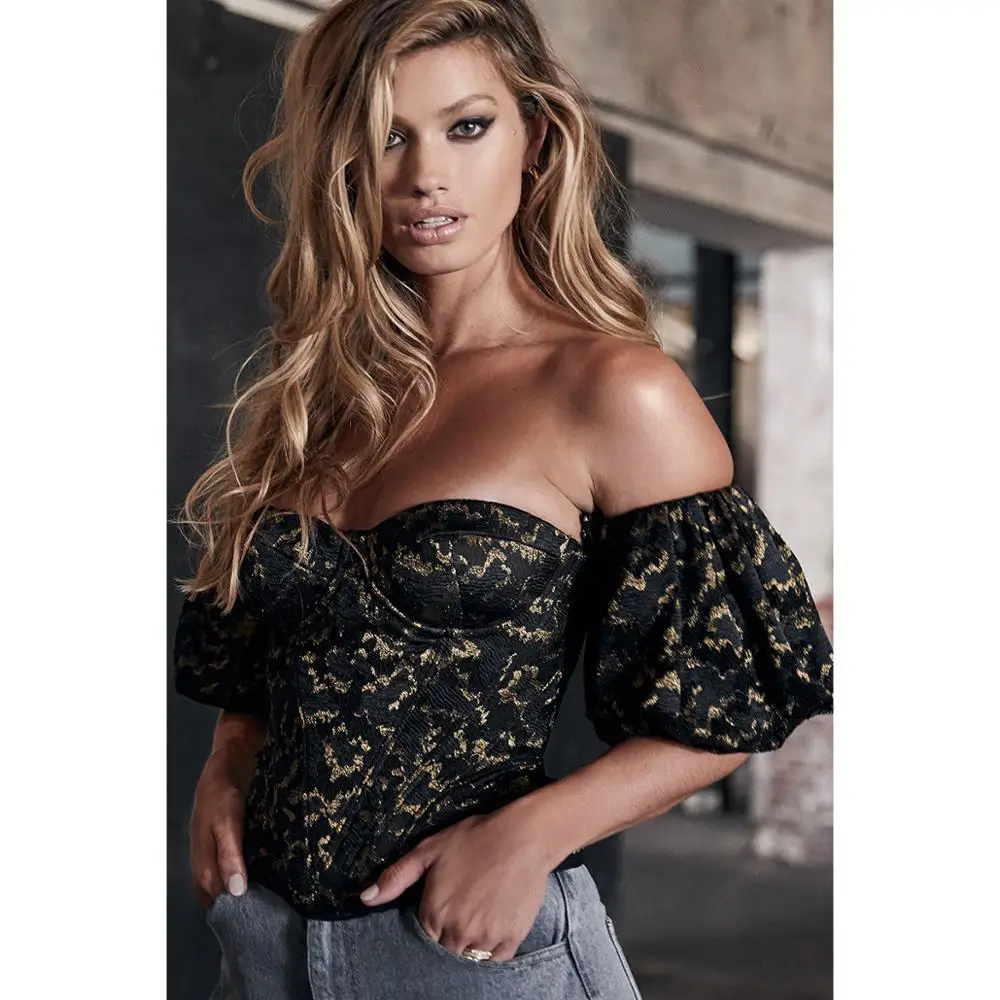 Instagram's New Sole-color Composite Lace Strapless Frothy Sleeve Backless Slim T-shirt Is A Hit On Ebay Sexy Denim Crop | Женская