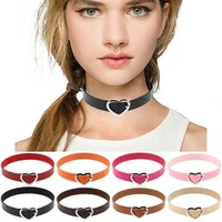 zimno gothic sexy collar choker necklaces for women girl heart pu leather chocker neck punk rock goth accessories freeshipping