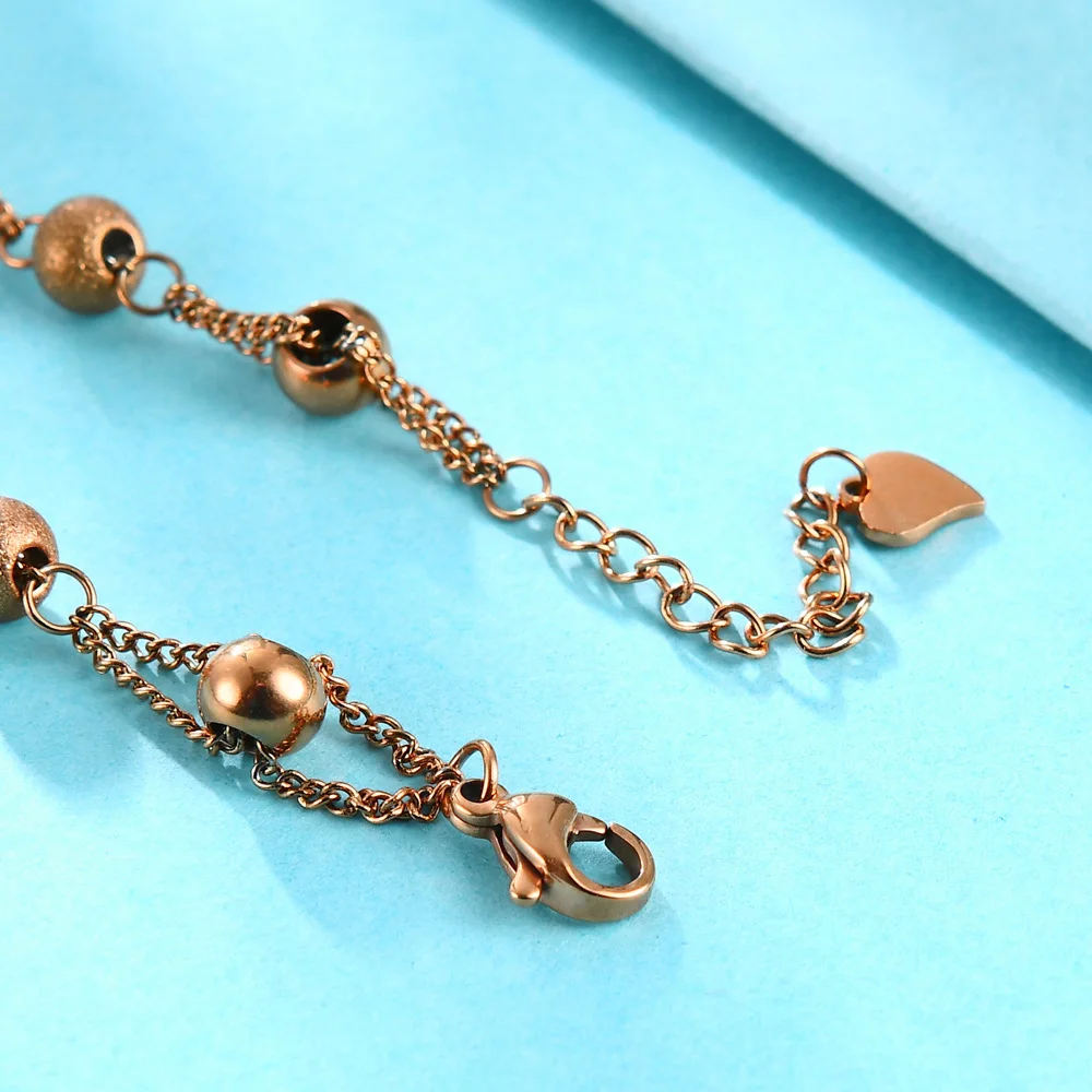 Браслет женский матовый из бусин и нержавеющей стали Ювелирное Украшение