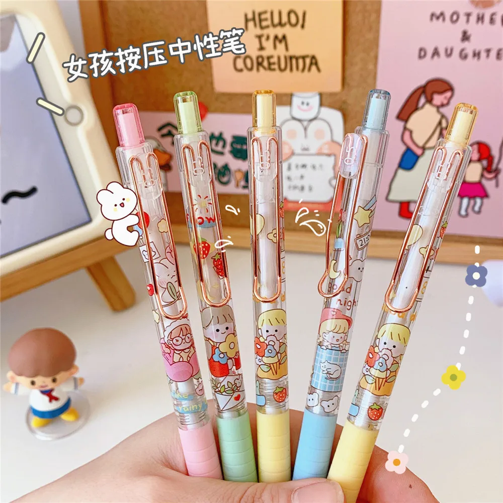 

1PC Kawaii Cute Girls Press Gel Pen Cartoon 0.5mm Black Ink Graffiti Writing Pens Kids Gift School Office Supply Stationery