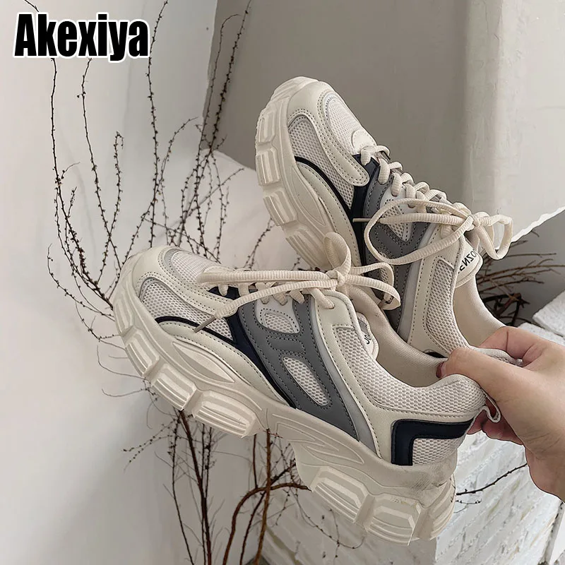 

Кроссовки женские сетчатые на толстой подошве, Вулканизированная подошва, дышащие удобные, BC3208