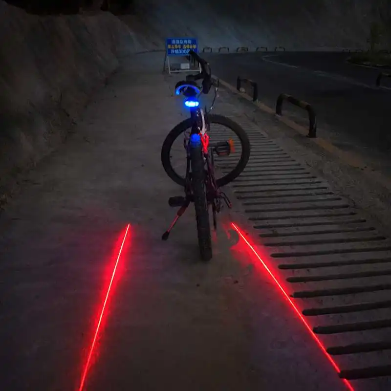 

Led Bicycle Bike Light Night 2 Laser+5 LED Rear Bicycle Tail Light Beam Safety Warning Red Rear Lamp Waterproof Bike Accessories