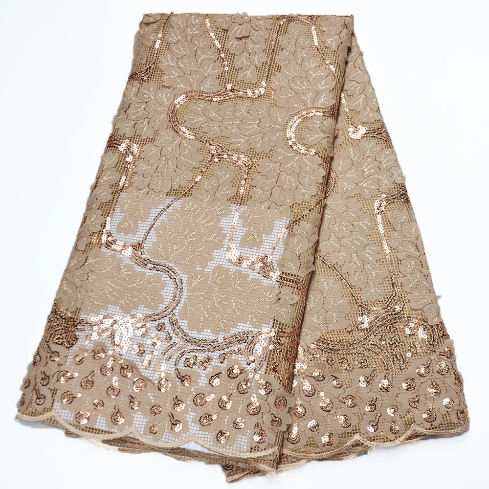

CS 2020 African Mesh Lace Fabric High Quality Sequins French Lace Fabric 3D Applique Mesh Lace For Wedding Sewing Hot Sale
