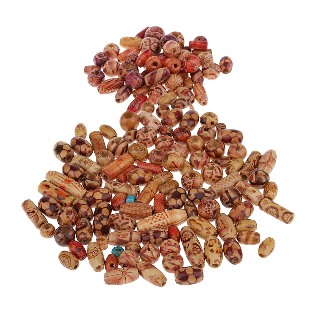 Бусины деревянные с принтом разные формы 150 шт. | Украшения и аксессуары