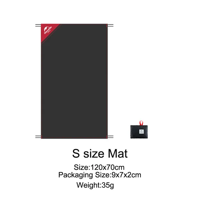 NatureHike Outdoor multifunctional super light pocket cloth mat double-sided waterproof picnic camp mat Moisture-Froof Pads - Цвет: S size black
