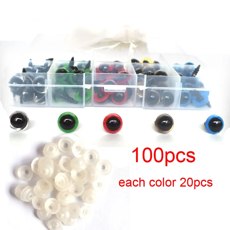 

100PCS 8mm 10mm 12mm Mix Color Plastic Animal Safety Eyes For Toys Teddy Bear Stuffed For Dolls Craft Amigurumi Accessories Box