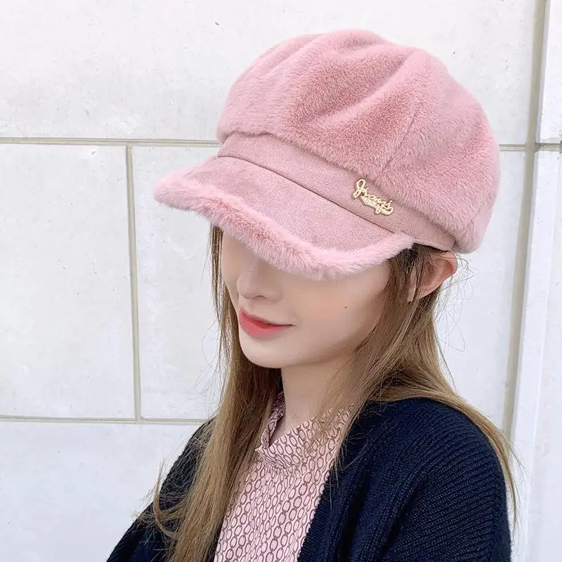 Кепка Женская в стиле милитари плоский берет восьмиугольная шапка бархатная