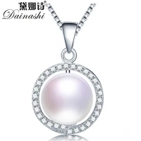 dainashi 100 genuine aaaa freshwater pearl pendant gorgeous 925 sterling silver zircon pendant necklace for women hot sale