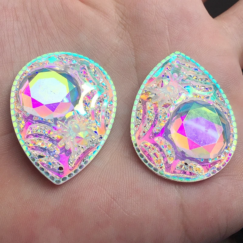 Новое поступление 30*40 мм капли воды Белый AB Кристалл стразы с плоской задней