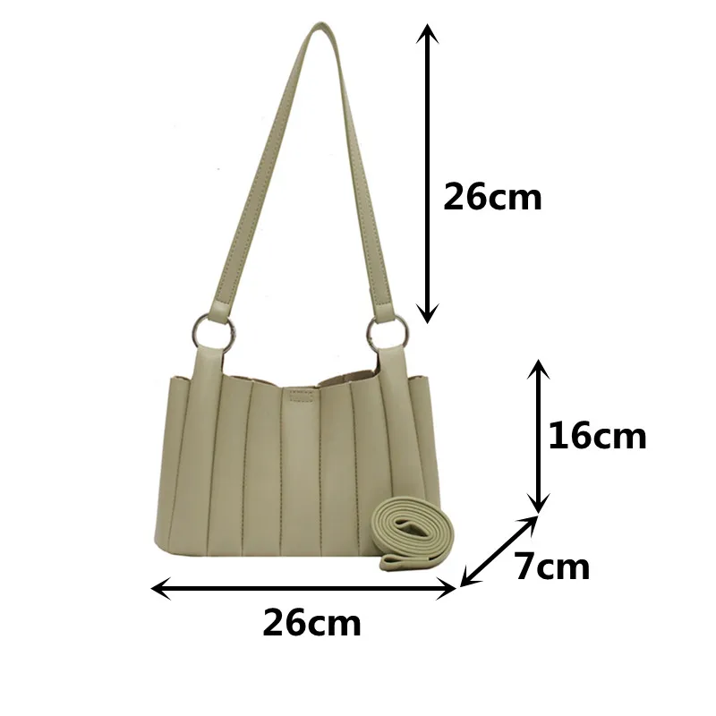 

Elegant Solid Color Women's Bag Designer Soft Leather Female Shoulder Underarm Bags Green Small Pleated Ladies Crossbody Handbag