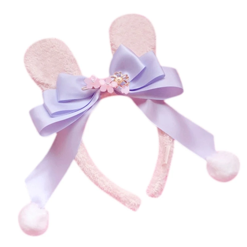 

Cartoon Rabbit Ears Headband for Women Girls, Sweet Bow Bunny Hair Hoop Headdress