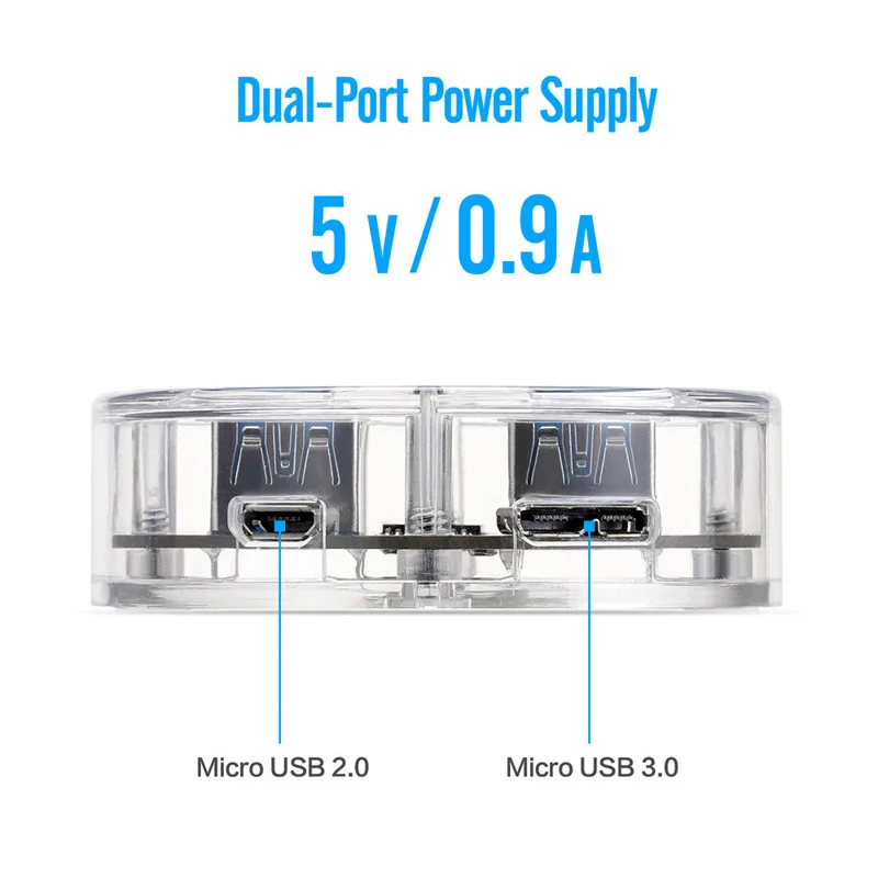 USB 3.0 Transparent Desktop HUB 4 Ports USB3.0 Interface 5Gbps Speed with Dual-Port Power Supply for Laptop Deskop Computer | Компьютеры и