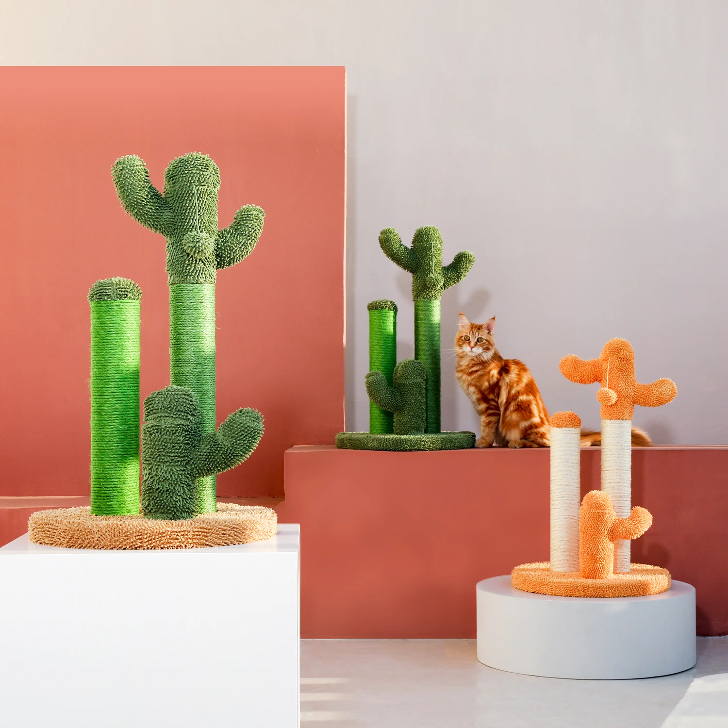 

Cactus Cat Scratching Post with Sisal Rope Cat Scratcher Cactus for Young and Adult Cats climbing frame