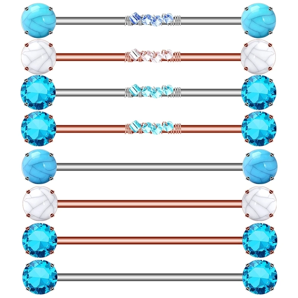 Хирургическая сталь 14 г циркония промышленная пирсинговая штанга Спиральные