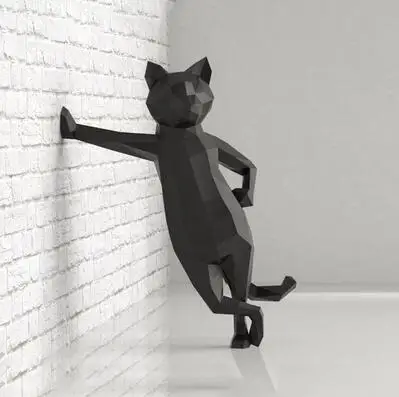 Черный Прекрасный кот 50 см бумага 3D DIY материал ручной творческий домашний декор реквизит#2090 ручная работа милые геометрические бумажные фигурки - Цвет: Черный