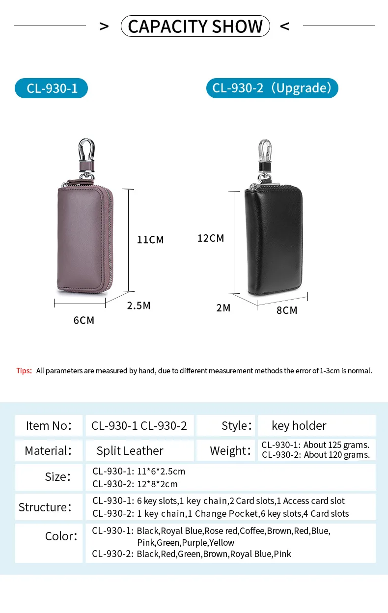

Key Bag Men's Leather Zipper Multifunctional Car Key Holder Unisex Genuine Leather Business Key Clip Keychain