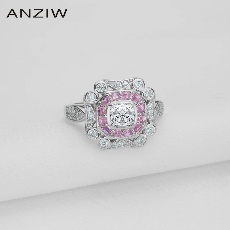 Кольцо женское из серебра 0 63 пробы с искусственным ореолом 925 карата|engagement ring|fashion