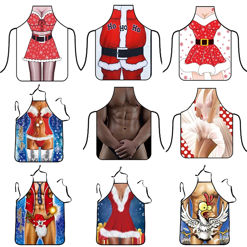 

3D Kitchen Apron Sexy Merry Christmas Decoration Water-proof Kitchen Accessories for Home Xmas Natal Navidad 2022 New Year Gift
