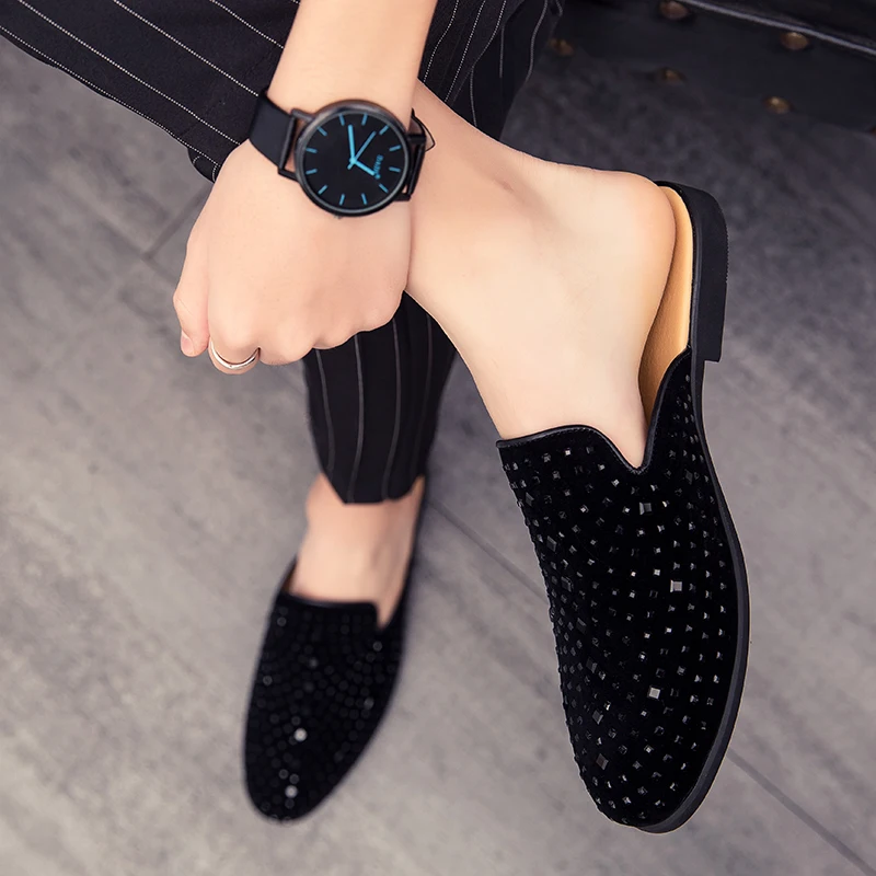 Туфли мужские без каблука летние полутапочки baotou для ленивых в английском стиле