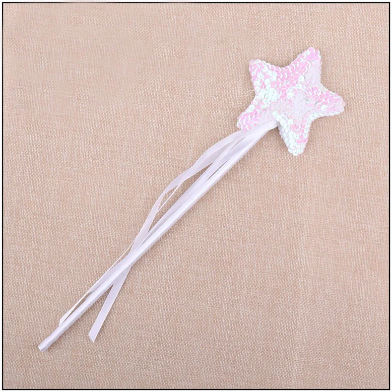 white sequin star 1 шт., день Хэллоуина, милая волшебная палочка с пятиконечной звездой, волшебная палочка, вечерние сувениры принцессы для девочек, подарок на день рождения, свадебное украшение - Цвет: white sequin star