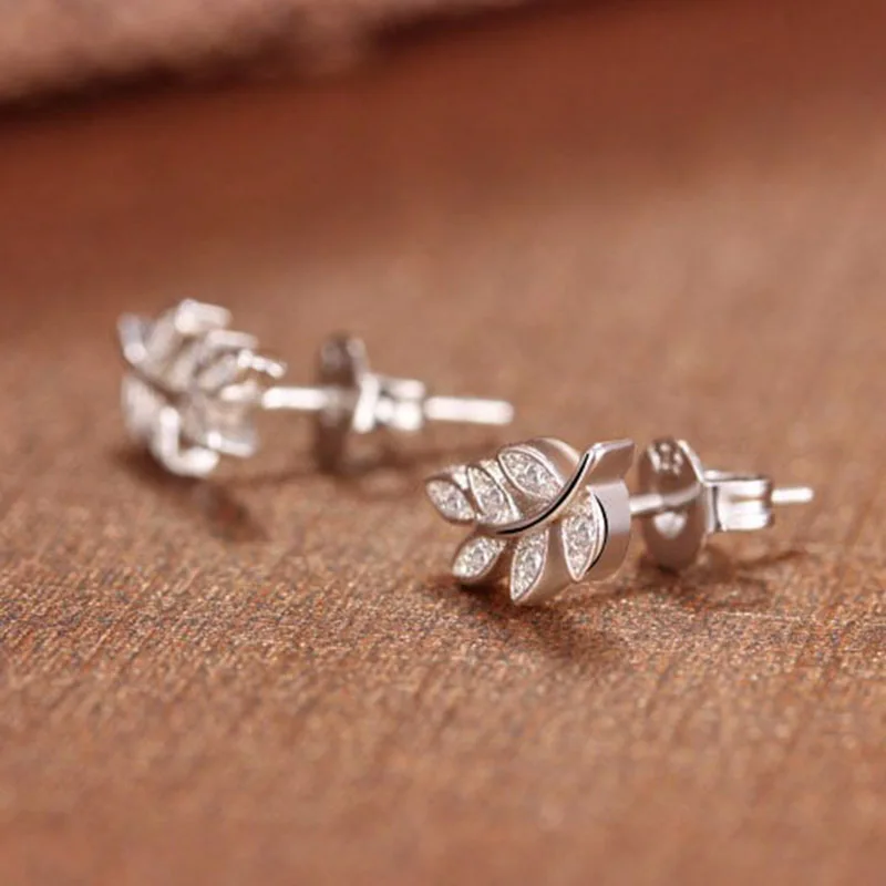 Новые простые модные серьги-гвоздики из стерлингового серебра 925 пробы с листом