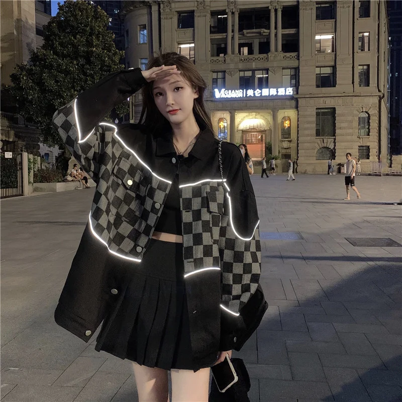 

CMAZ 2021 Autumn Winter Thick Coats for Women Official Figure Design Square Denim Jacket for Women Spring and Autumn