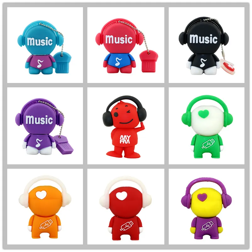 Милая мультяшная Флешка 64 Гб музыкальный Мужской USB флэш-накопитель 4 ГБ 8 16