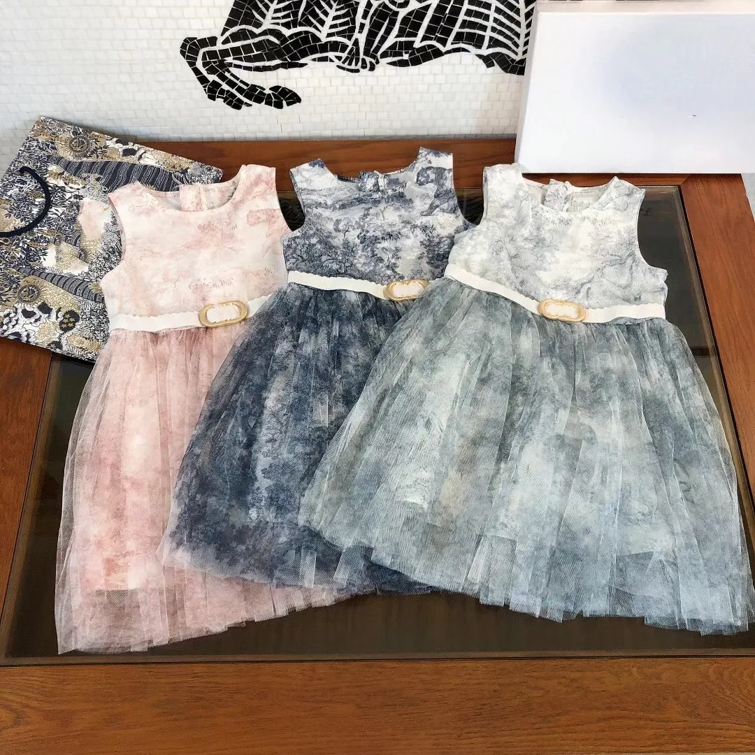

2021 Summer Wash Paiting Printed Girls Dress For Kids Clothing Outwear Brand Boutique Pretticoat 4T-14T