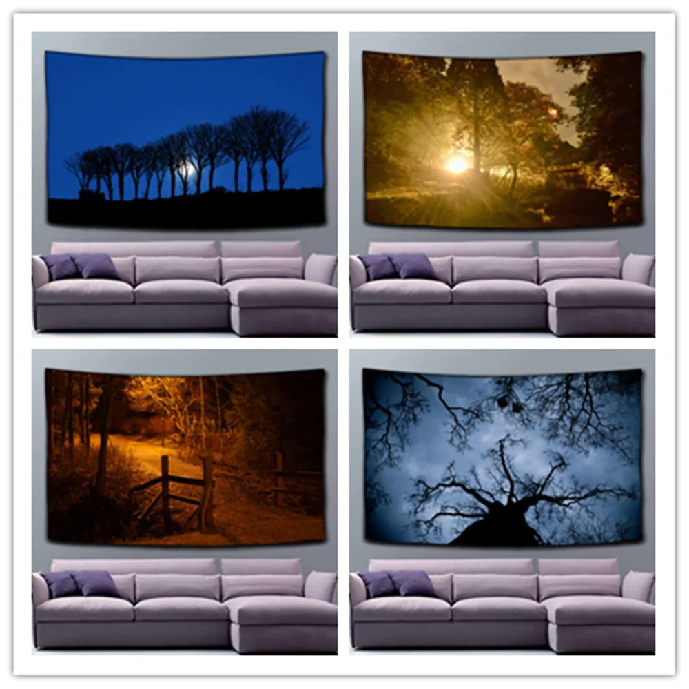 

Galaxy Tapestry Wall Hangin Blue Sky Wall Tapestry Tree Night Sky Wall Art Bedroom Decor Bedspread Dorm Decor