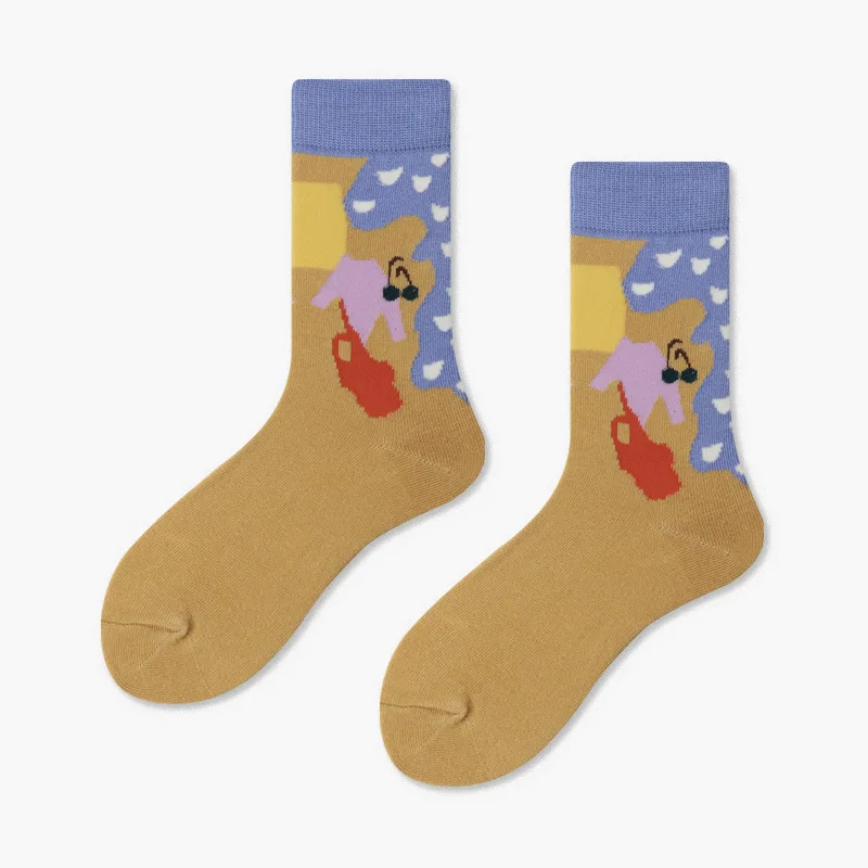 

OUR TANKS 2020 Spring/ Autumn New Hot Women's Socks Cotton Middle Tube Woman Casual Socks Creative Female Tide Socks