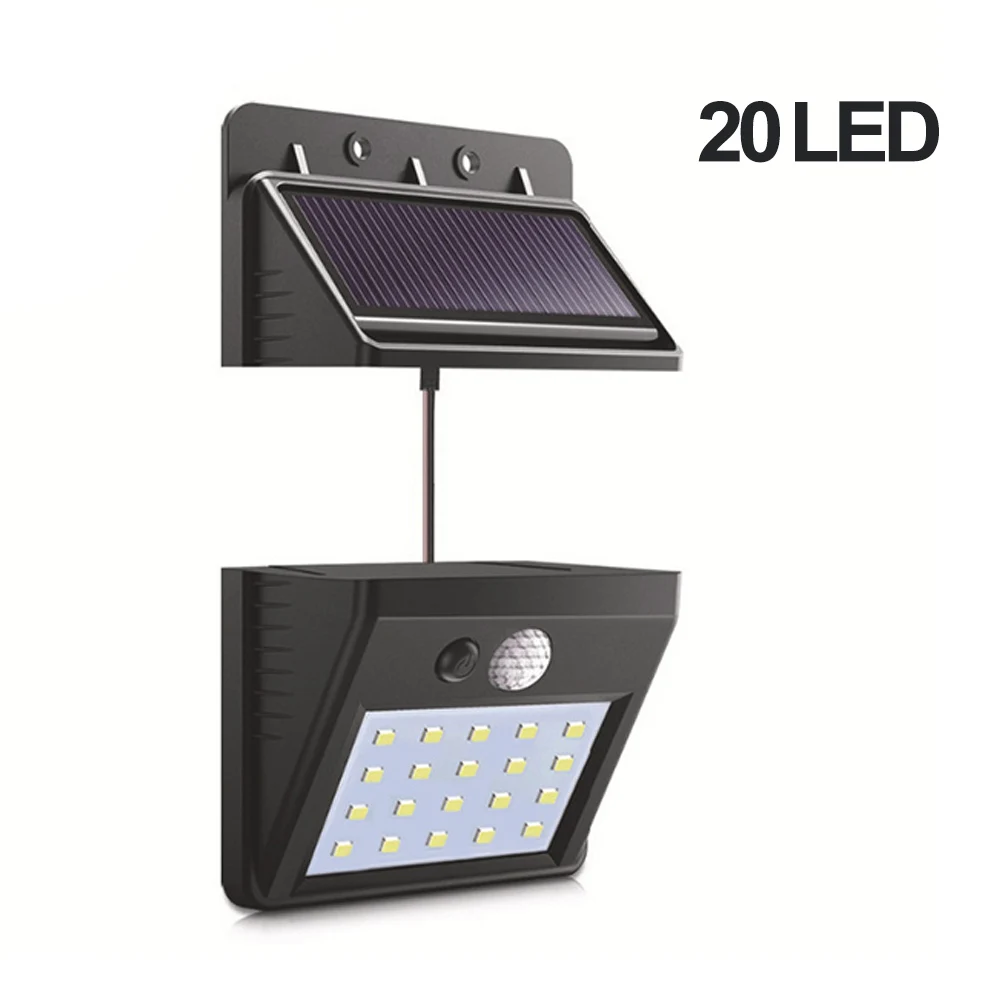 20 LED Junejour светодиодный настенный светильник, Ночной светильник, Отделяемый солнечной панелью, наружный датчик движения/Ночной Датчик, солнечный светильник для сада#1108 - Испускаемый цвет: 20 LED